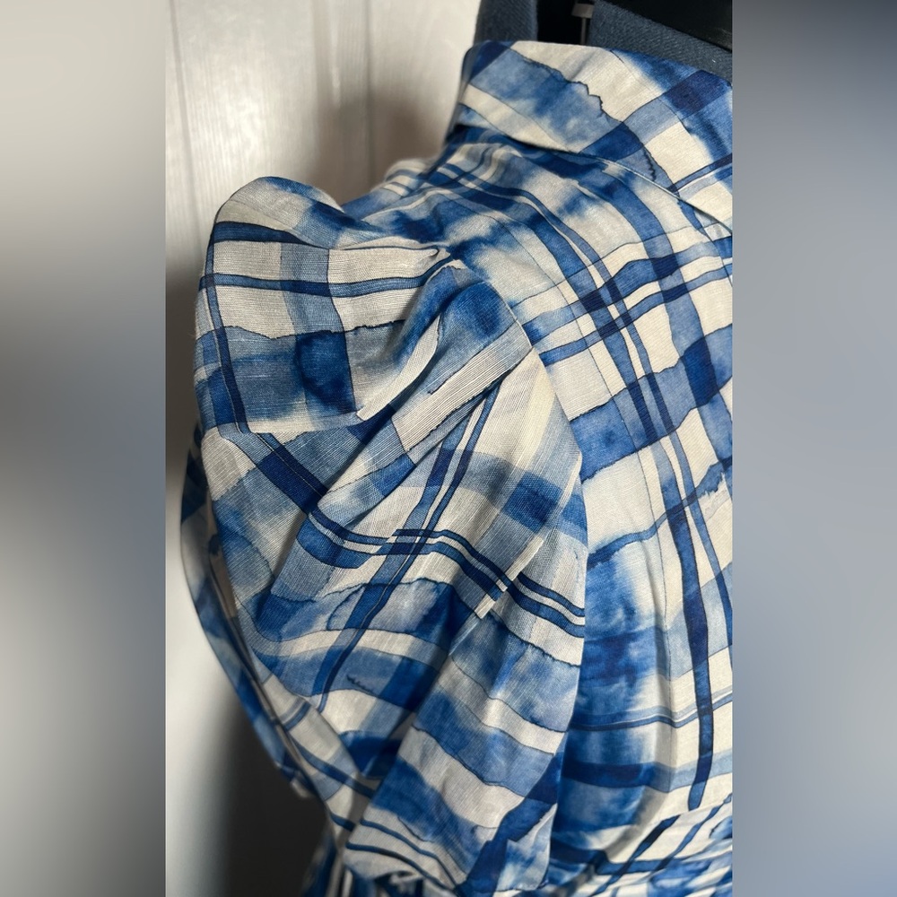 NWT Shoshanna Blue Watercolor Linen Dress - Picture 7 of 17